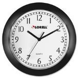 Lorell Wall Clock with Arabic Numerals, 9-Inch, White Dial/Black Frame