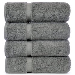 Luxury Hotel & Spa Towel 100% Genuine Turkish Cotton (Bath Towel  – Set of 4, Gray)