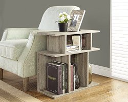 Monarch Specialties Dark Taupe Reclaimed-Look Accent Side Table, 24-Inch