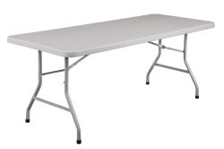 National Public Seating BT3000 Series Steel Frame Rectangular Blow Molded Plastic Top Folding Table, 1000 lbs Capacity, 72″ Length x 30″ Width x 29-1/2″ Height, Speckled Gray/Gray