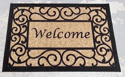 Ottohome Collection Rectangular Welcome Doormat Beige 20″X30″ Machine-Washable Non-Slip 20-Inch by 30-Inch