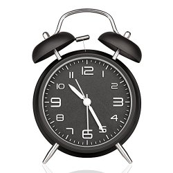 Peakeep 4″ Twin Bell Analog Alarm Clock Battery Operated – Loud Alarm Clock(Black)