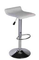 Roundhill Contemporary Chrome Air Lift Adjustable Swivel Stools with White Seat, Set of 2
