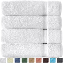 Salbakos Turkish Cotton Bath Towels, 27-by-54-inches, Set of 4, White