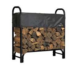 ShelterLogic Backyard Storage Series Covered Firewood Rack, Black, 4-Feet