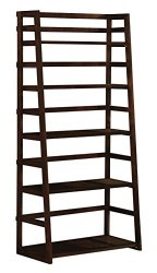 Simpli Home Acadian Ladder Shelf Bookcase, Rich Tobacco Brown