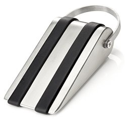 SleekStopper Decorative Stainless Steel Door Stopper with Rubber Treads and Metal Handle