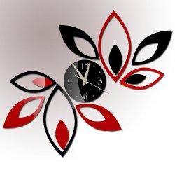 Toprate Silver Creative Red and Black Rhombus Leaves Leaf Diamonds Wall Clock Mirror Wall Clock Fashion