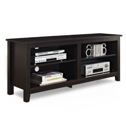WE Furniture Wood TV Stand, 58-Inch, Espresso