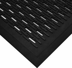 Wearwell Natural Rubber 224 UpFront Scraper Grease Resistant Mat, Slotted, for Outdoor Entrances, 3′ Width x 5′ Length x 5/16″ Thickness, Black