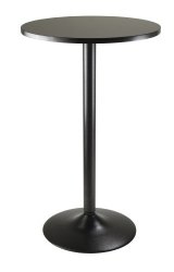 Winsome Obsidian Pub Table Round Black Mdf Top with Black Leg And Base – 23.7-Inch Top, 39.76-Inch Height