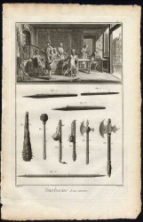 10 Antique Prints-Engraving-FOURBISSEUR-SWORD MAKER-WEAPONS-Diderot-Defehrt-1751