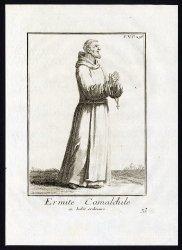12 Antique Religious Prints-CAMALDOLESE HERMIT-BENEDICTINE-ITALY-Helyot-1792