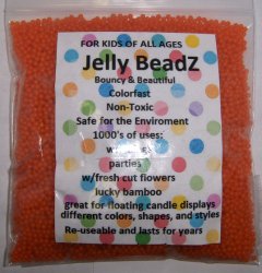 8oz -Almost 15,000 Jelly BeadZ® Water Bead Gel – ORANGE- Heat Sealed Bag- Water Pearls Gel Beads- Wedding & Event Centerpieces