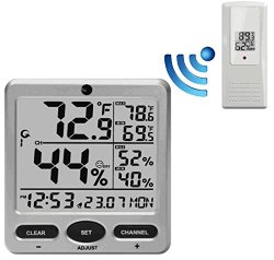 Ambient Weather WS-08 Wireless Indoor/Outdoor 8-Channel Thermo-Hygrometer with Daily Min/Max Display with One Remote Sensors