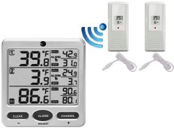 Ambient Weather WS-09 8-Channel Wireless Refrigerator / Freezer Thermometer Alarm Set
