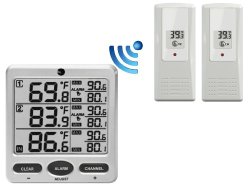 Ambient Weather WS-21 Wireless 8-Channel Thermometer with Two Remote Sensors
