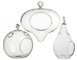 Best Value! Variety 3-pack – Glass Hanging Terrariums – Orb, Teardrop and Heartshaped