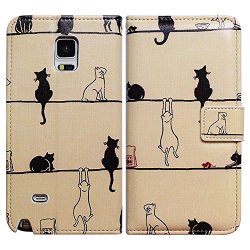 Bfun Packing Bcov Black Cat White Cat Leather Wallet Cover Case For Samsung Galaxy S6
