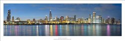 Chicago Sunset Panoramic Art Print Poster