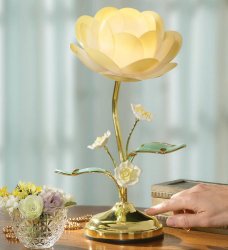 Collections Etc Lotus Flower Table Touch Lamp