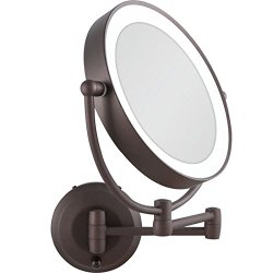 Cordless LED Pivoting 9″ Wide Oil-Rubbed Bronze Wall Mount Mirror