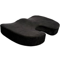 Cush Comfort Non-Slip Memory Foam Seat Cushion – Spinal Alignment Chair Pad for Relief from Sitting Back Pain
