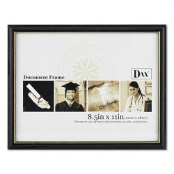 DAX Two-Tone Document/Diploma Frame, Wood, 8.5 x 11 Inches, Black with Gold Leaf Trim (N17981BT)