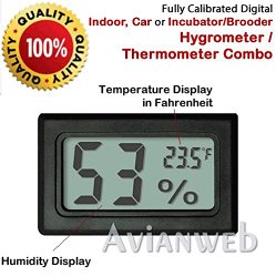 Digital Mini Instant-Read Temperature (Fahrenheit) & Humidity Gauge Thermometer (Hygrometer) – Most popular applications for Cars, Incubators and Brooders