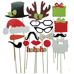 {Factory Direct Sale} (Pack of 17) Funny DIY Photo Booth Props Mustache Glasses Snowflake Gift On A Stick Wedding Birthday Christmas Xmas Party Family