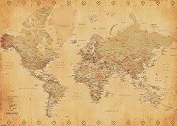 Generic Vintage World Map Maps Giant Poster Print, 55×39 College Giant Poster Print, 55×39