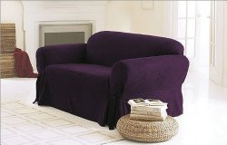 Green Living Group Chezmoi Collection Soft Micro Suede Solid Couch/Sofa Cover Slipcover with Elastic Band Under Seat Cushion, Purple
