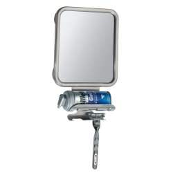 InterDesign Forma Bathroom Shower Suction Fog Free Mirror Razor Holder, Brushed Stainless