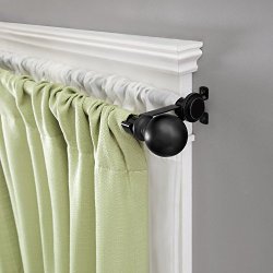 Kenney Double Matte Window Curtain Rod Ball End, 66 to 120-Inch, Black