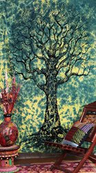 Labhanshi Twin Tree Of Life – Tie Dye staggering Indian Tapestry Throw Bedspread