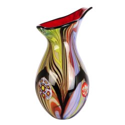 Luxury Lane Hand Blown Abstract Teardrop Art Glass Vase with Angled Lip 13.5″…