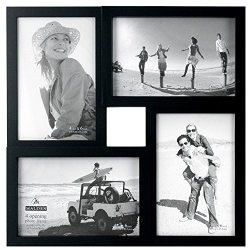 Malden International Designs Puzzle 4-Way Opening Plastic Picture Frame Collage, 4 by 6-Inch, Black