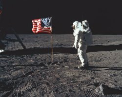 New 8×10 NASA Photo: Buzz Aldrin Plants U.S. Flag on Moon