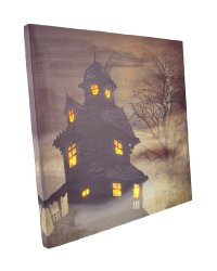 Ohio Wholesale Radiance Lighted Haunted House Canvas Wall Art, from our Snowmen Collection