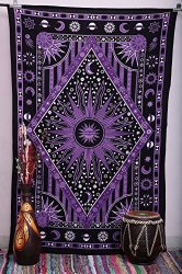Purple Burning Sun Tapestry, Celestial Sun Moon Planet Tapestries  beach sheet