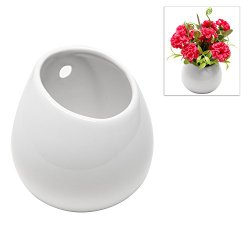 White Petite Wall Mounted, Hanging or Freestanding Decorative Ceramic Flower Planter Vase Holder Display