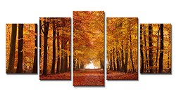 Wieco Art Autumn Forest Modern Giclee Canvas Prints on Canvas Wall Art for Home and office Decorations P5RLA011 Size A