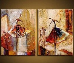 Wieco Art – Ballet Dancers 2 Piece Modern Decorative artwork 100% Hand Painted Contemporary Abstract Oil paintings on Canvas