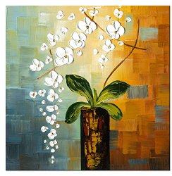 Wieco Art – Beauty of Life 100% Hand-painted Modern Flower Artwork on Canvas Wall Art24 by 24 inch FL1066-1