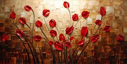 Wieco Art – Budding Flowers 100% Hand-painted Modern Canvas Wall Art Floral Oil Paintings on Canvas for Home Decor 20 by 40 inches
