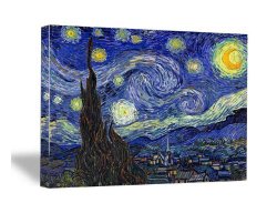 Wieco Art Canvas Prints for Van Gogh Paintings Artwork Starry Night Modern Wall Art for Home Decoration 12x16inch