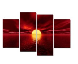 Wieco Art Red Sea Giclee Canvas Prints Modern Canvas Art Work for Wall Decor and Home Decoration