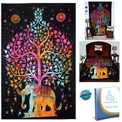 Your Spirit Space (TM) Rainbow Good Luck Elephant Tapestry-Quality Home or Dorm Hippie Wall Hanging. The Ultimate Bohemian Decoration.