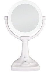 Zadro Max Bright Surround Light Sunlight Dual Sided Vanity Mirror, White, 10X/1X Magnification