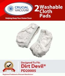 2 Dirt Devil PD20005 Washable Reusable Cleaning Pads